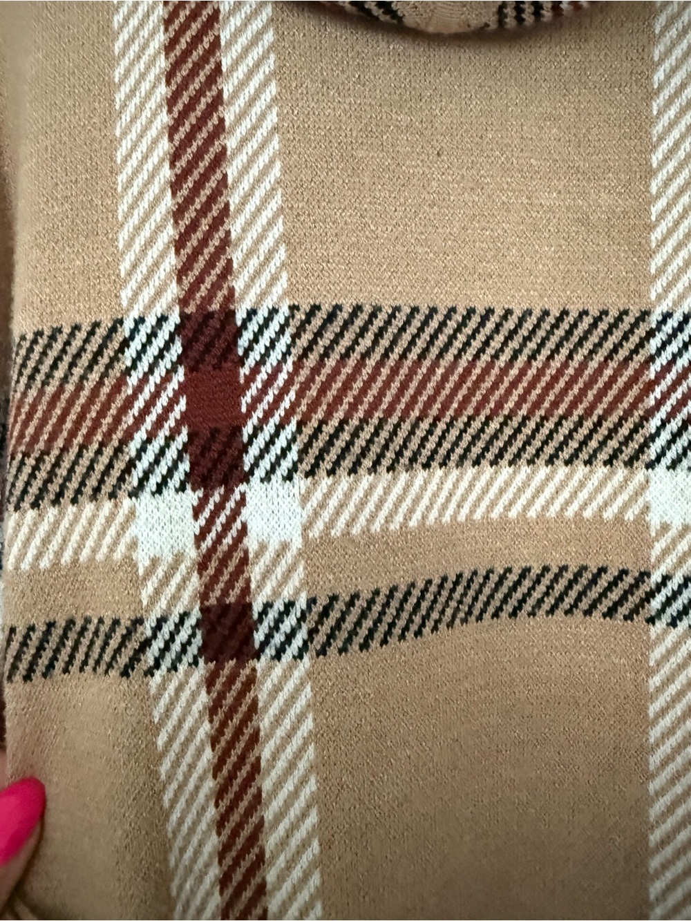 Tahari Tan Plaid Hooded Belted Cardigan Sweater - Picture 5 of 5